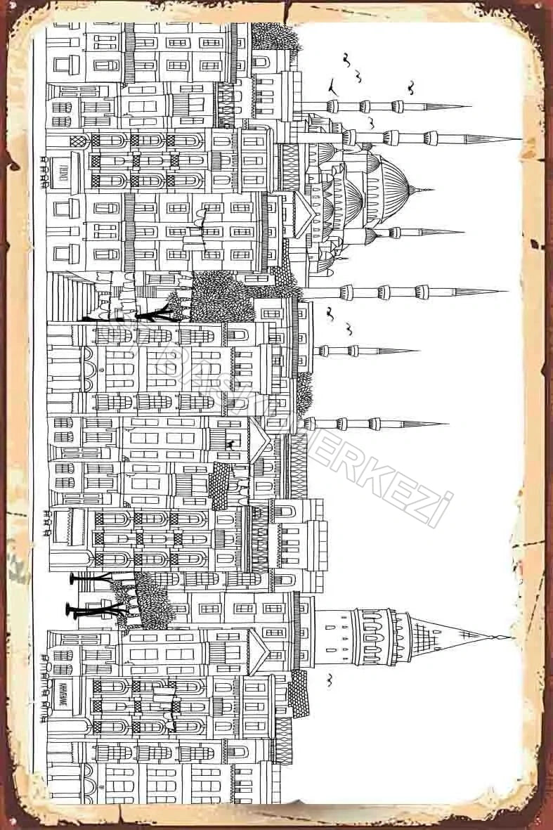 İstanbul Temalı Retro Ahşap Poster No:1108