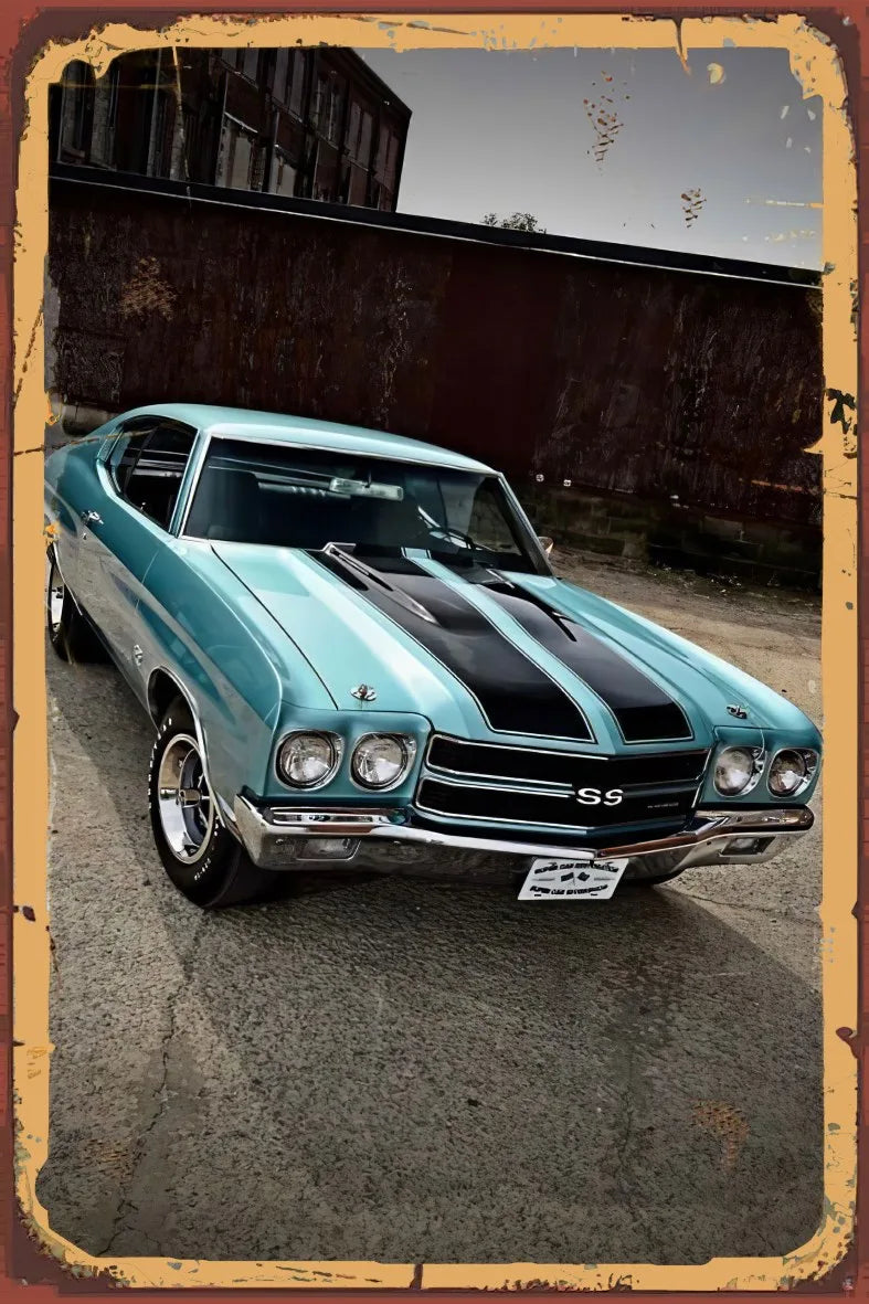 Klasik Araç Retro Ahşap Poster No:970