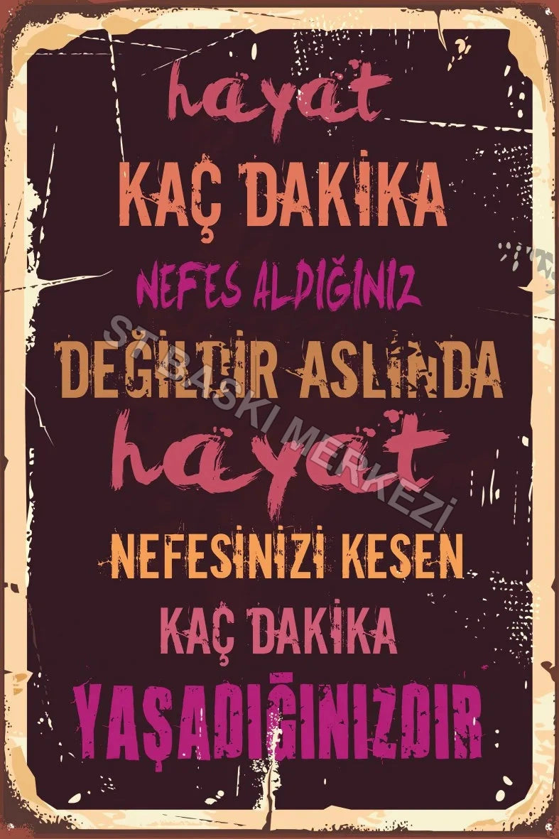 Hayat Temalı Retro Ahşap Poster No:646