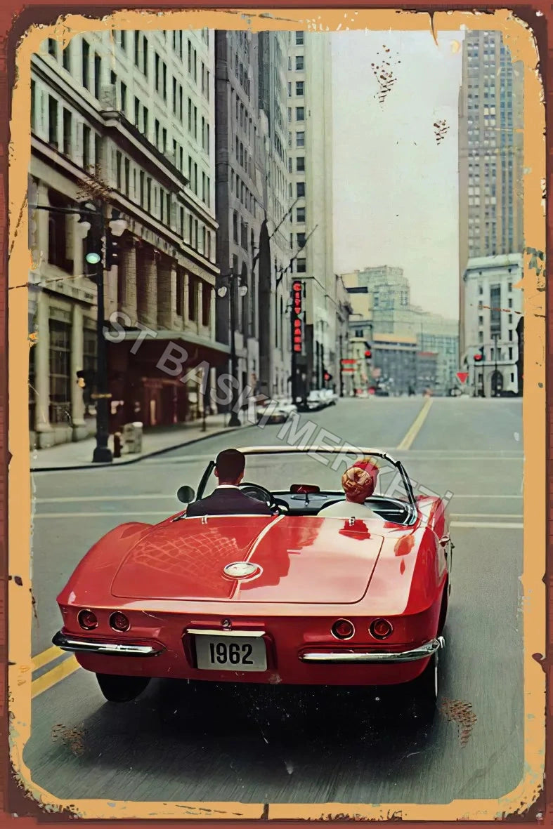 Klasik Araç Retro Ahşap Poster No:977