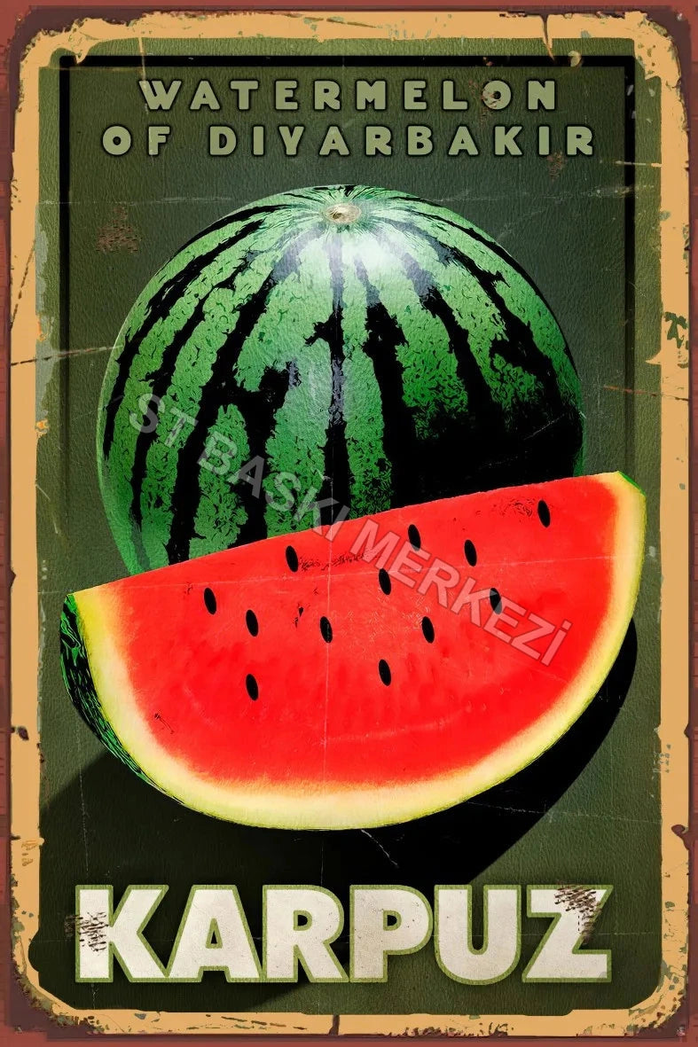 Karpuz Retro Ahşap Poster No:745