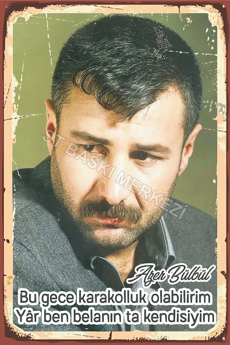 Azer Bülbül Retro Ahşap Poster No:477