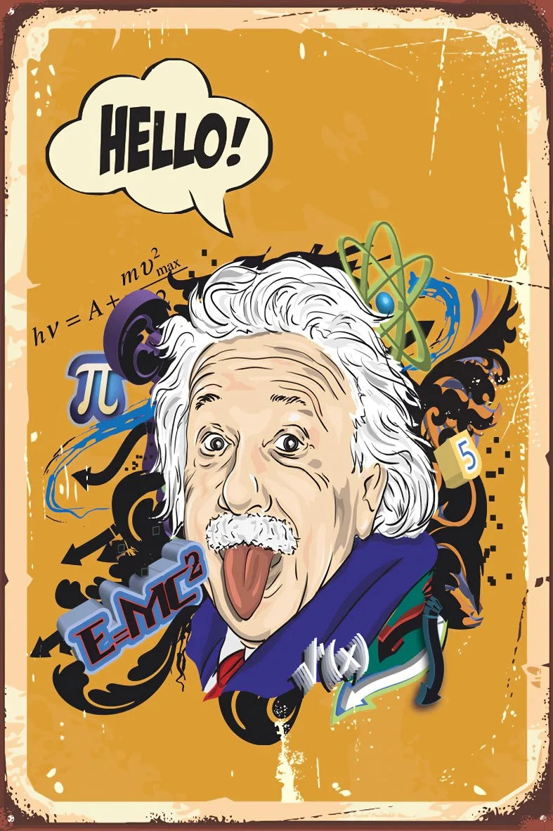 Hello Einstein Retro Ahşap Poster No:568