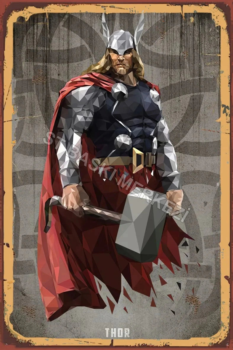Thor Retro Ahşap Poster No:819
