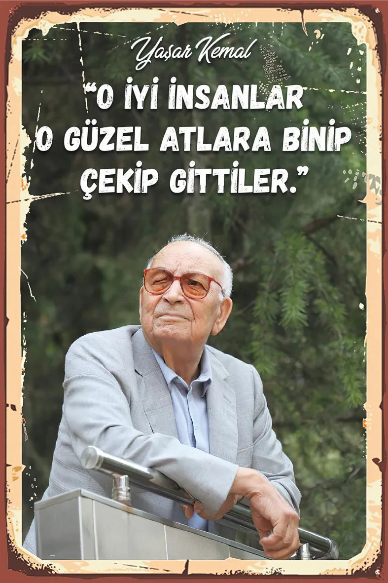 Yaşar Kemal Retro Ahşap Poster No:484