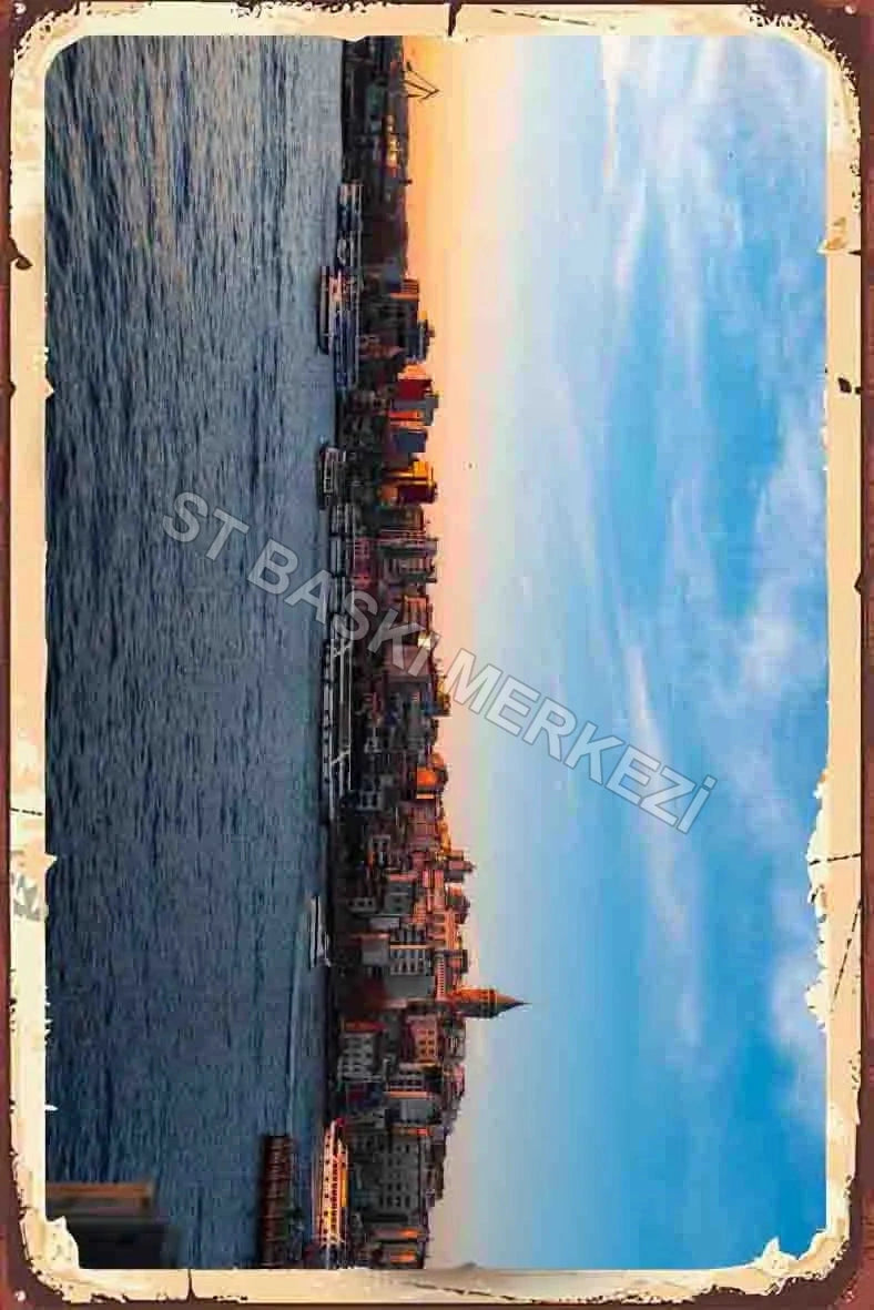 İstanbul Temalı Retro Ahşap Poster No:1102