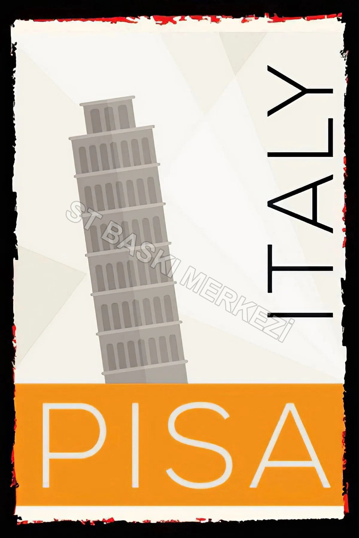 İtalya Pisa Retro Ahşap Poster No: 20