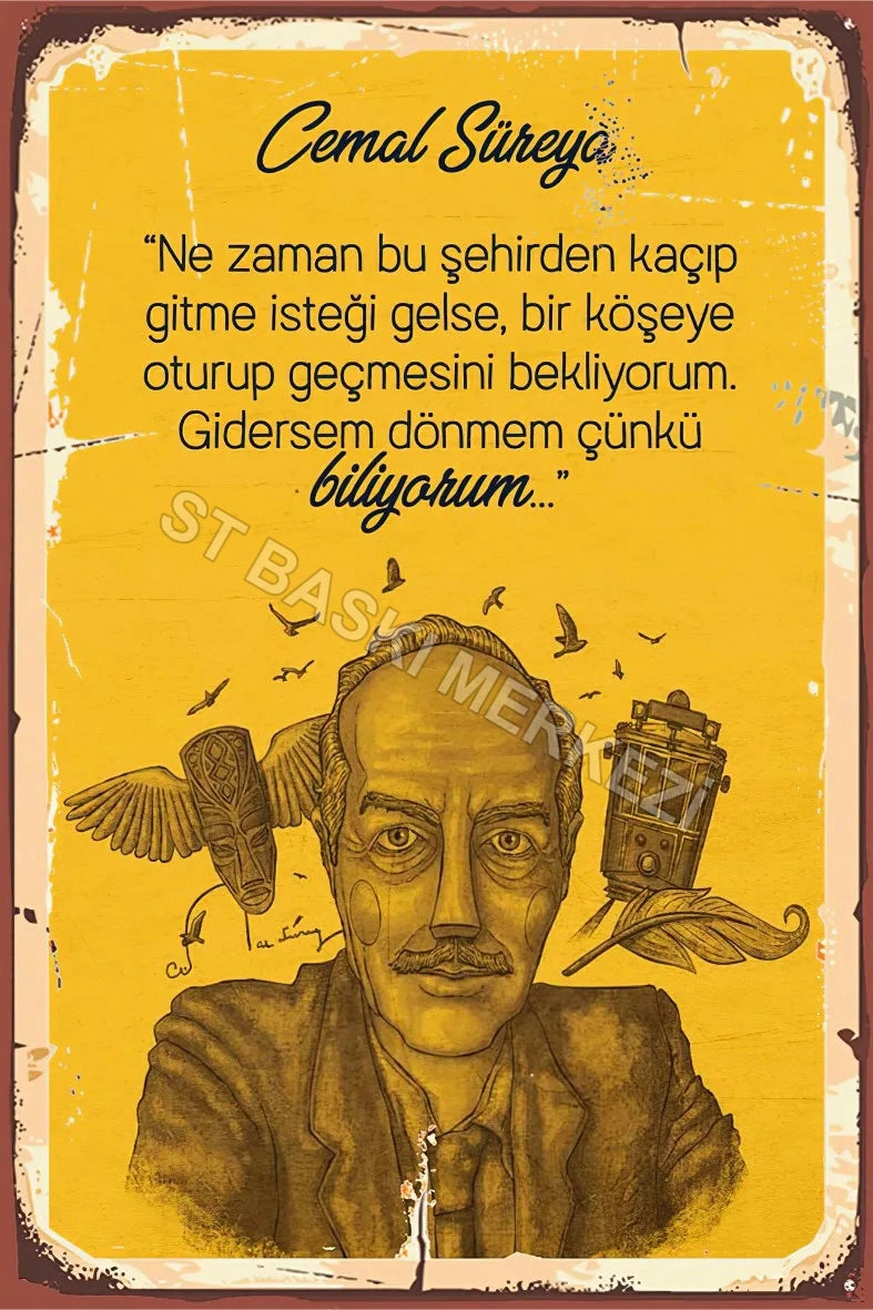 Cemal Süreya Retro Ahşap Poster No:470