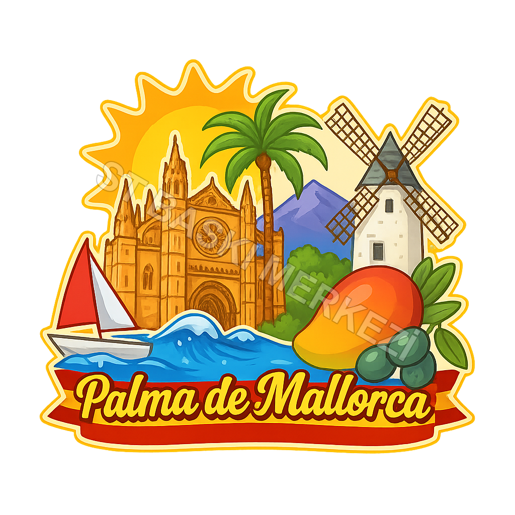 Mallorca Ahşap Magnet – Toptan UV Baskılı Retro Hediyelik Magnet