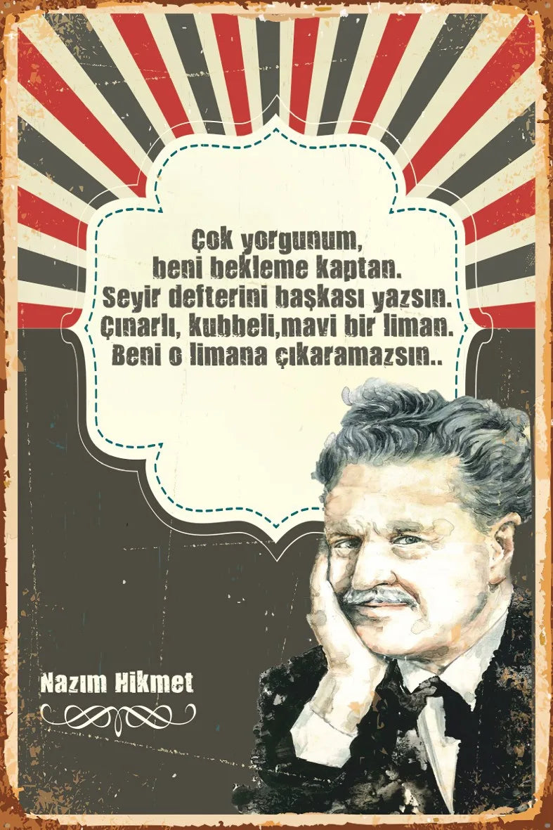 Nazım Hikmet Retro Ahşap Poster No:637