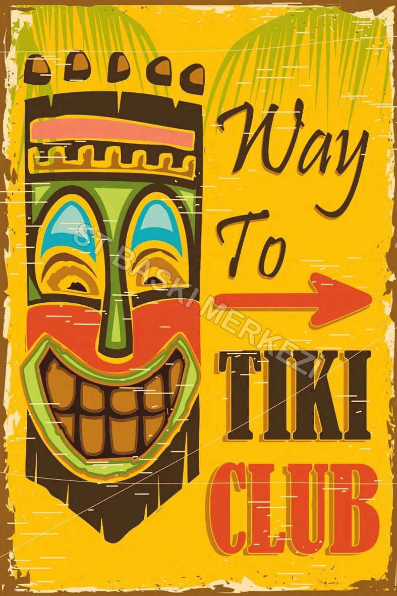 Tiki Club Retro Ahşap Poster No:527