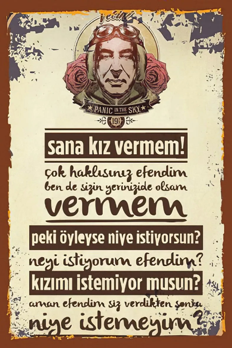 Vecihi Sana Kız Vermem Retro Ahşap Poster No:323