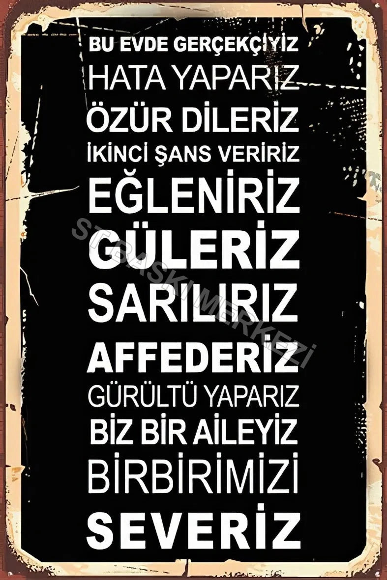 Aile Duvar Yazısı Retro Ahşap Poster No:63