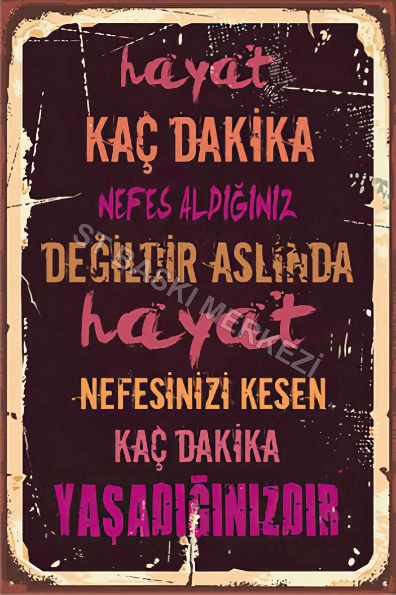 Hayat Duvar Yazısı Retro Ahşap Poster No:278