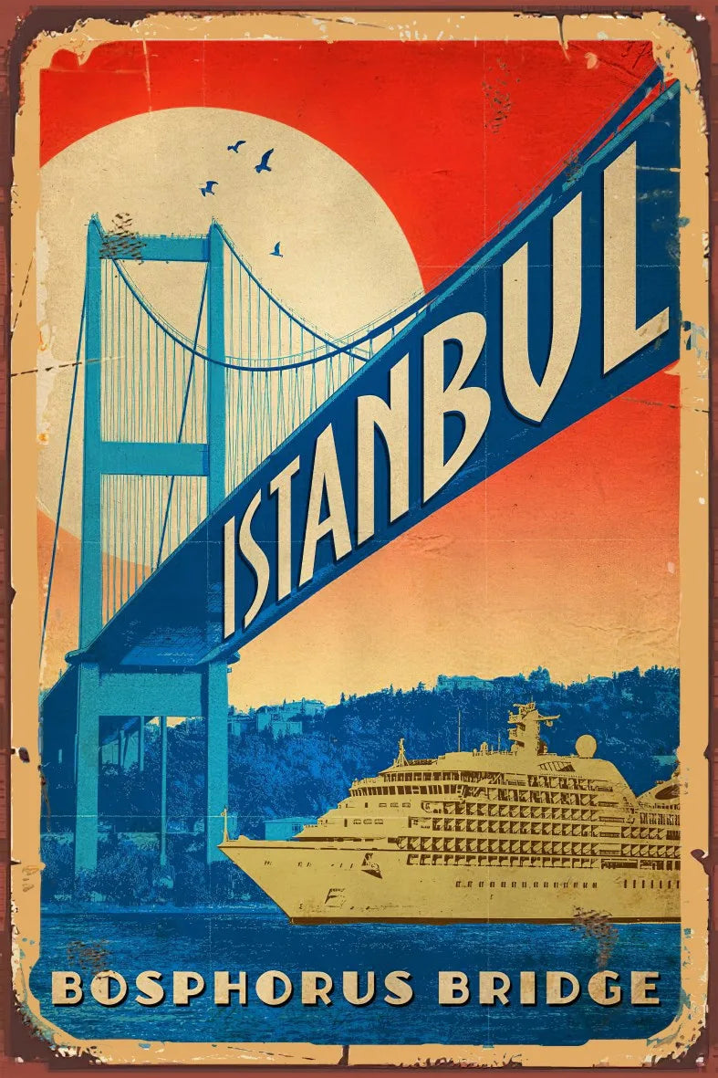 İstanbul Retro Ahşap Poster No:707
