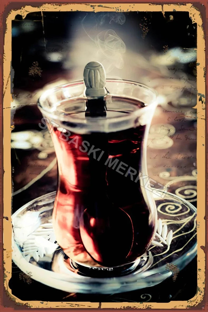Çay Temalı Retro Ahşap Poster No:946