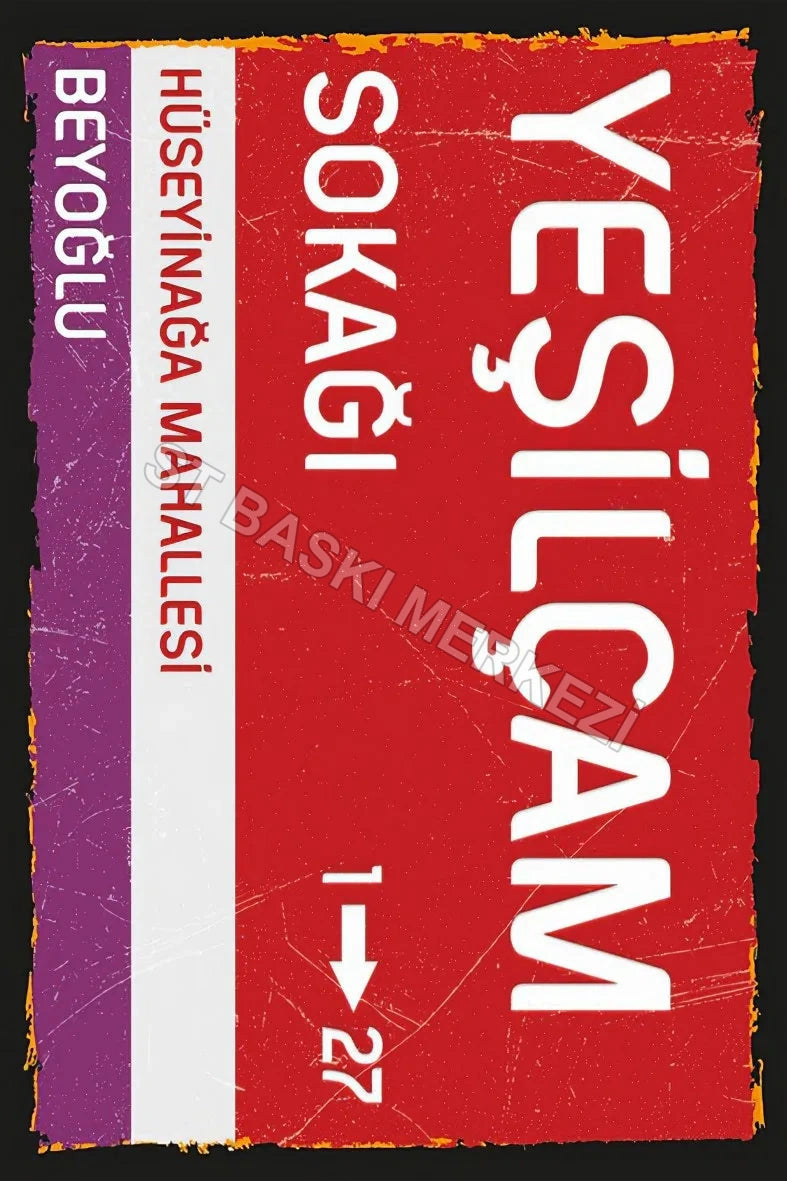 Yeşilçam Sokak Tabelası Retro Ahşap Poster No:384