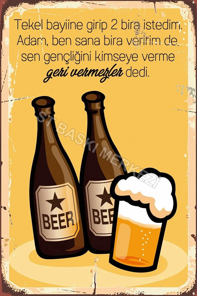 Alkol Temalı Retro Ahşap Poster No:409