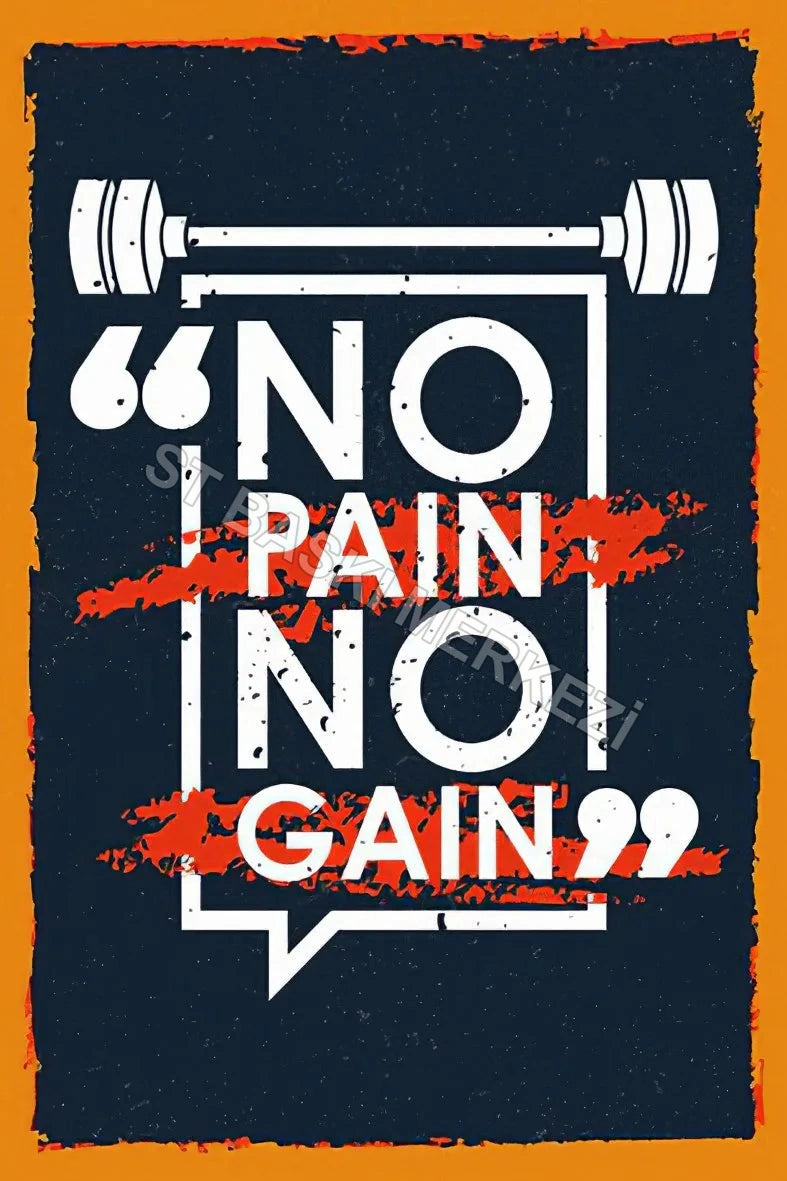 No Pain No Gain Motivasyon Temalı Retro Ahşap Poster No:110