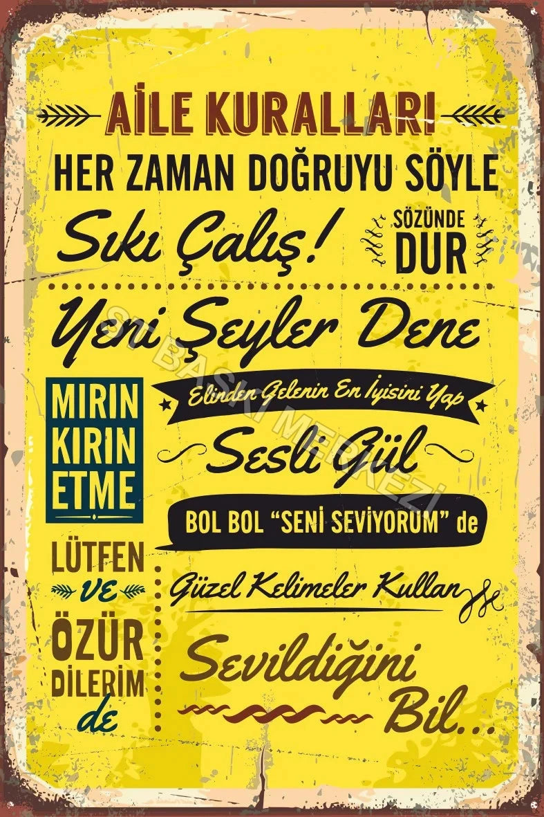 Aile Kuralları Ahşap Poster No:546