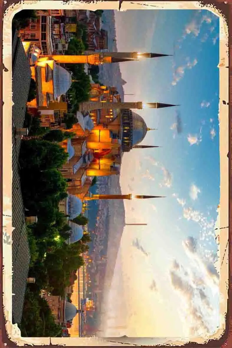 İstanbul Temalı Retro Ahşap Poster No:1084