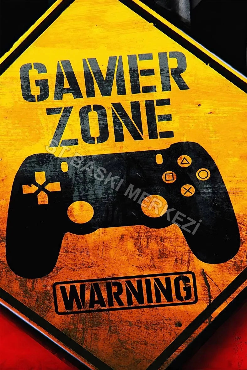 Gamer Zone  Retro Ahşap Poster No:836