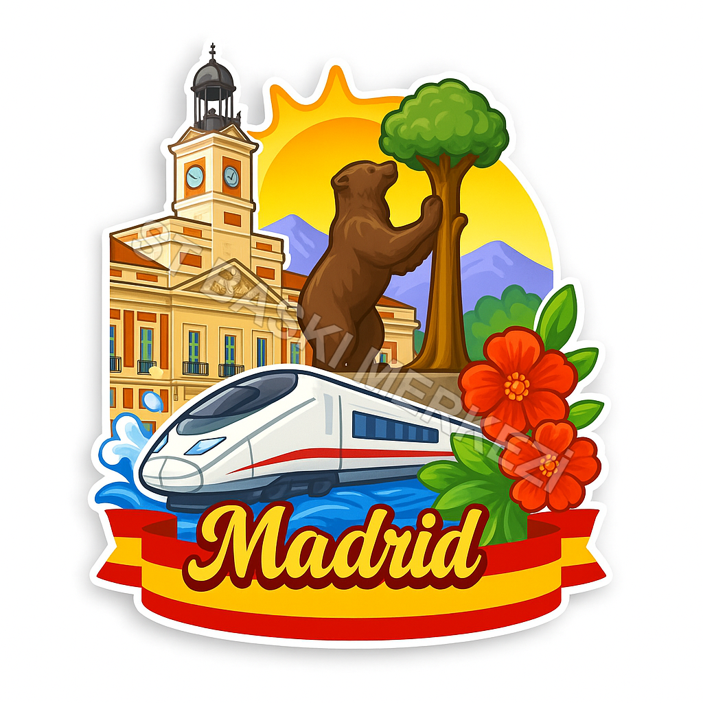 Madrid Ahşap Magnet – Toptan UV Baskılı Retro Hediyelik Magnet