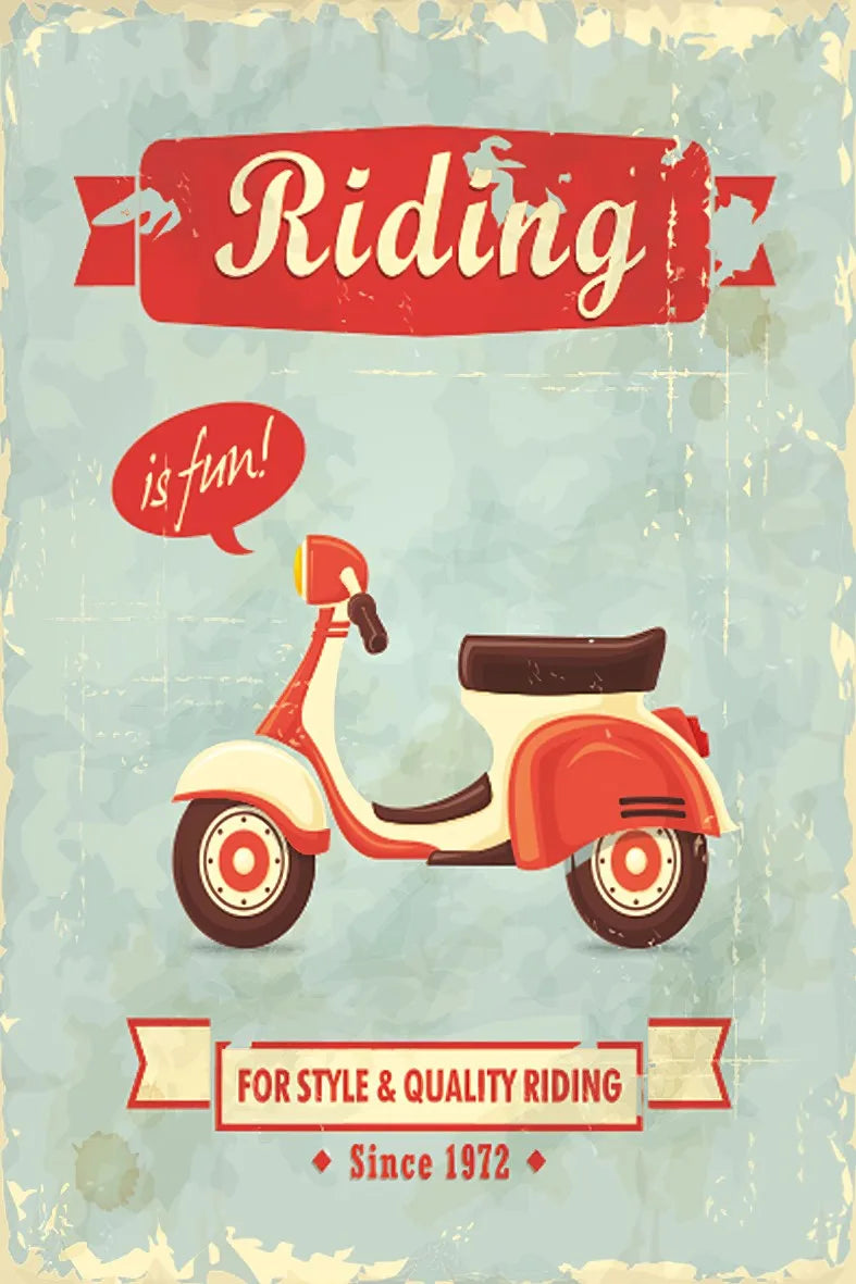 Motosiklet Retro Ahşap Poster No:533