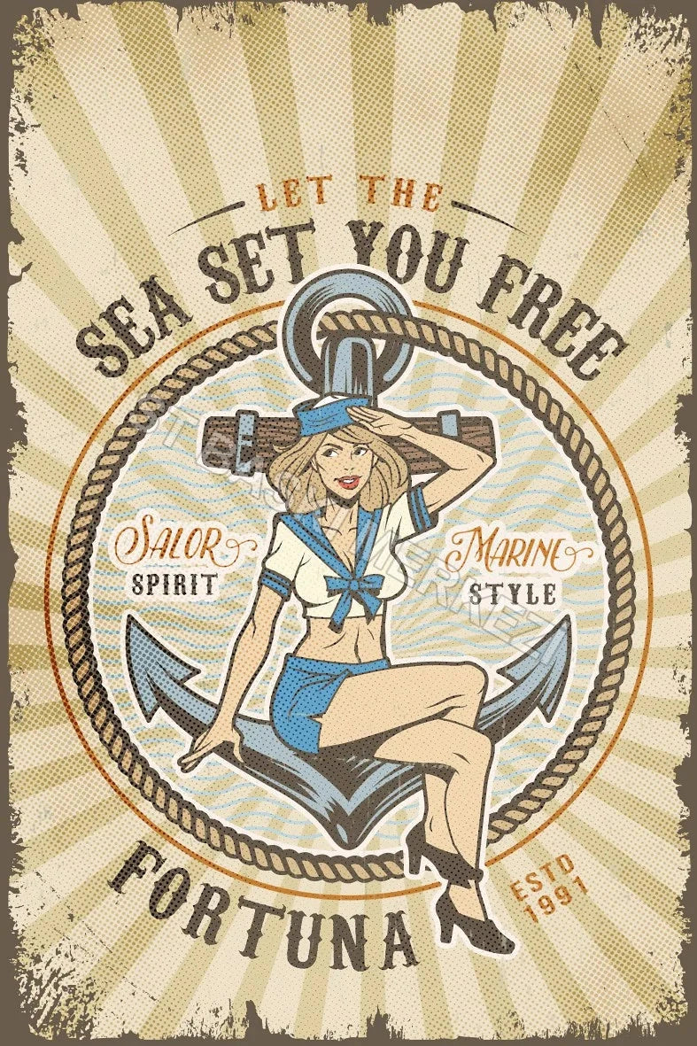 Sea Set You Free Retro Ahşap Poster No:566