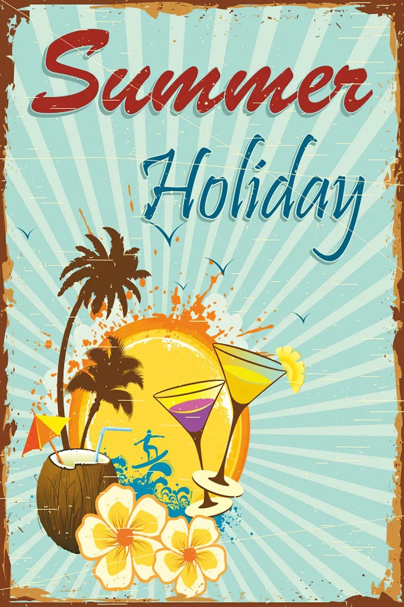 Summer Holiday Tatil Temalı Retro Ahşap Poster No:534