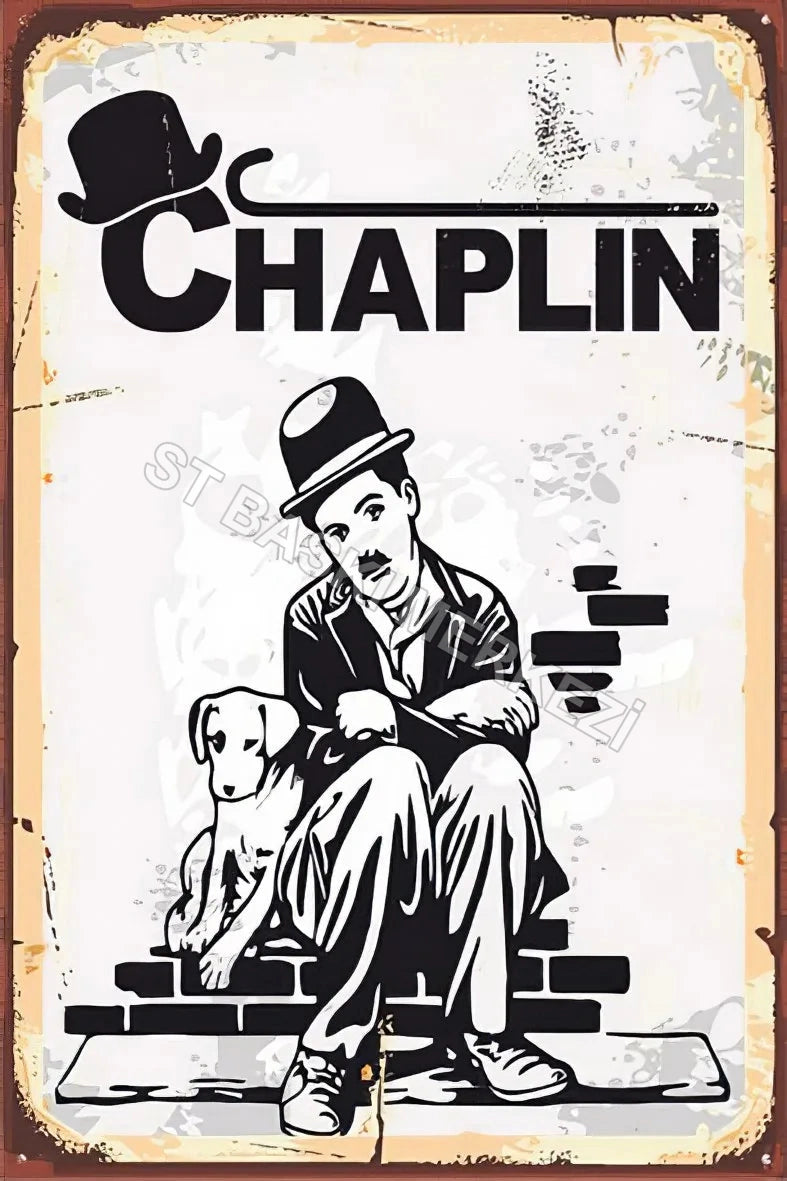 Chaplin Retro Ahşap Poster No:74