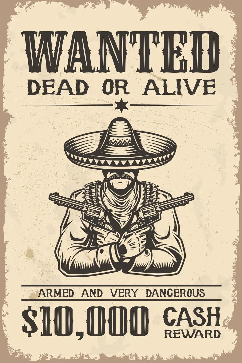 Wanted Retro Ahşap Poster No:582