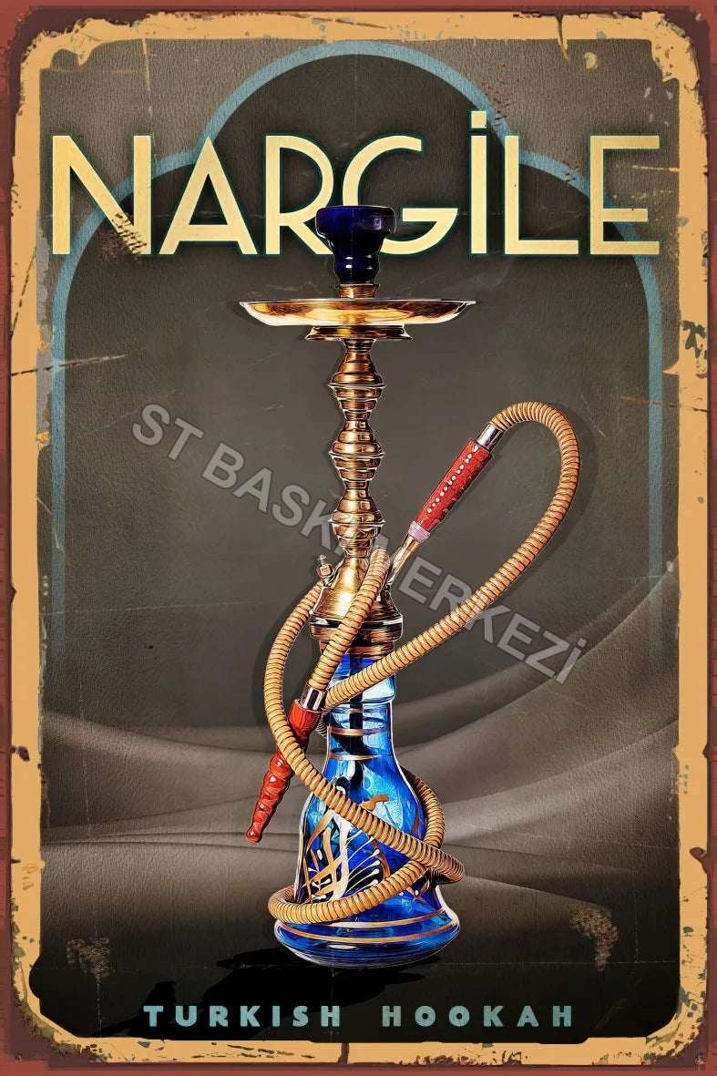 Nargile Retro Ahşap Poster No:741