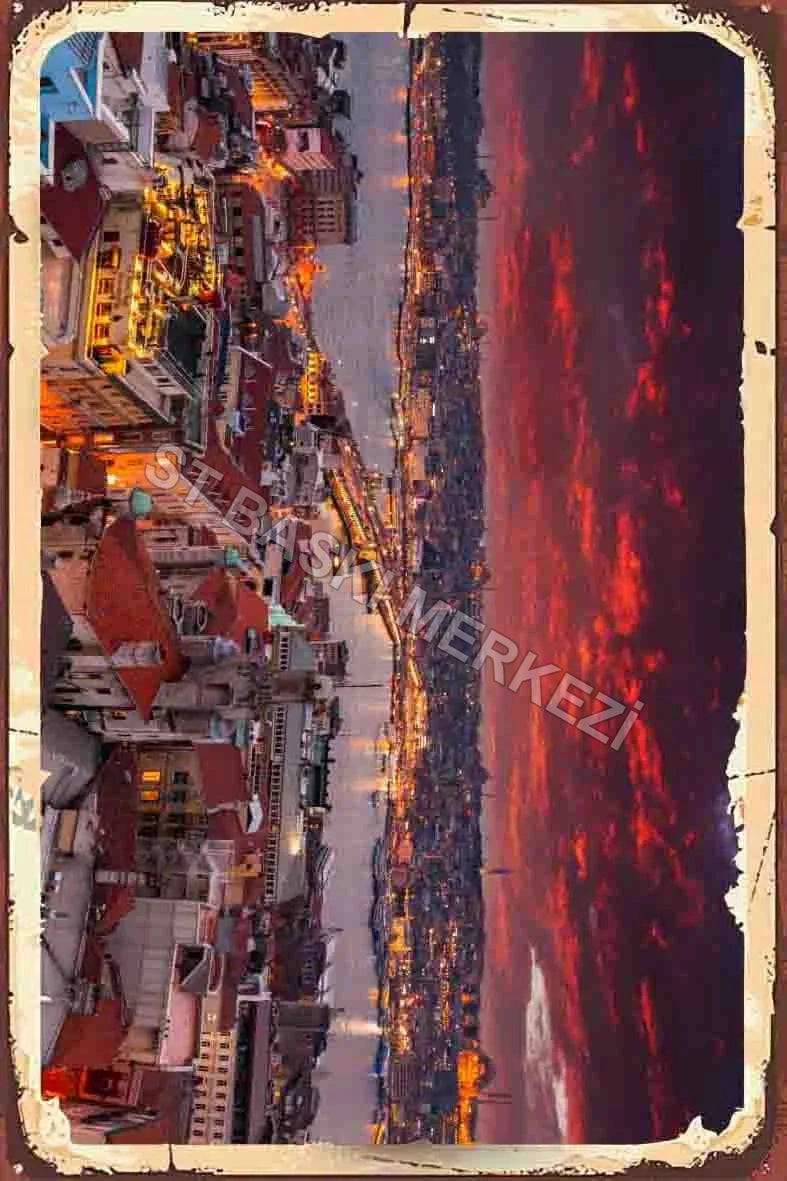 İstanbul Temalı Retro Ahşap Poster No:1101
