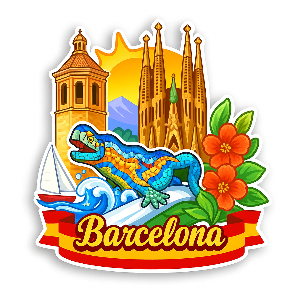 Barcelona Ahşap Magnet – Toptan UV Baskılı Retro Hediyelik Magnet