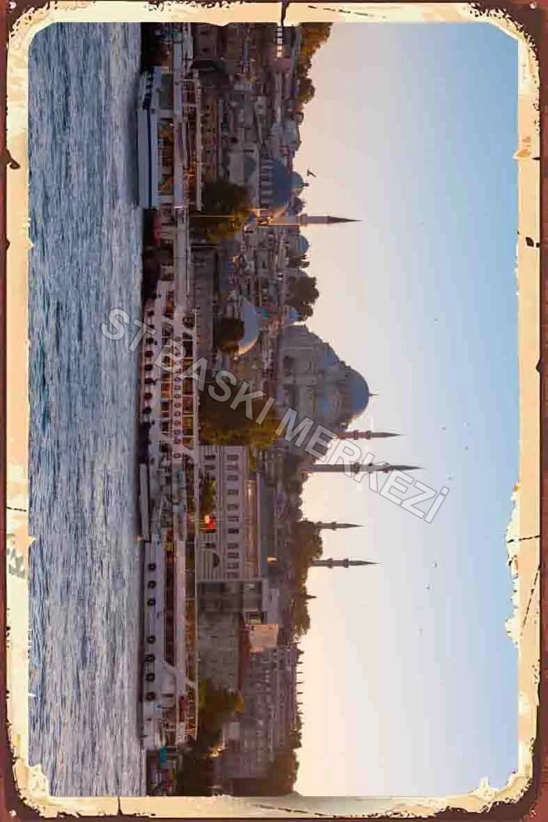 İstanbul Temalı Retro Ahşap Poster No:1096