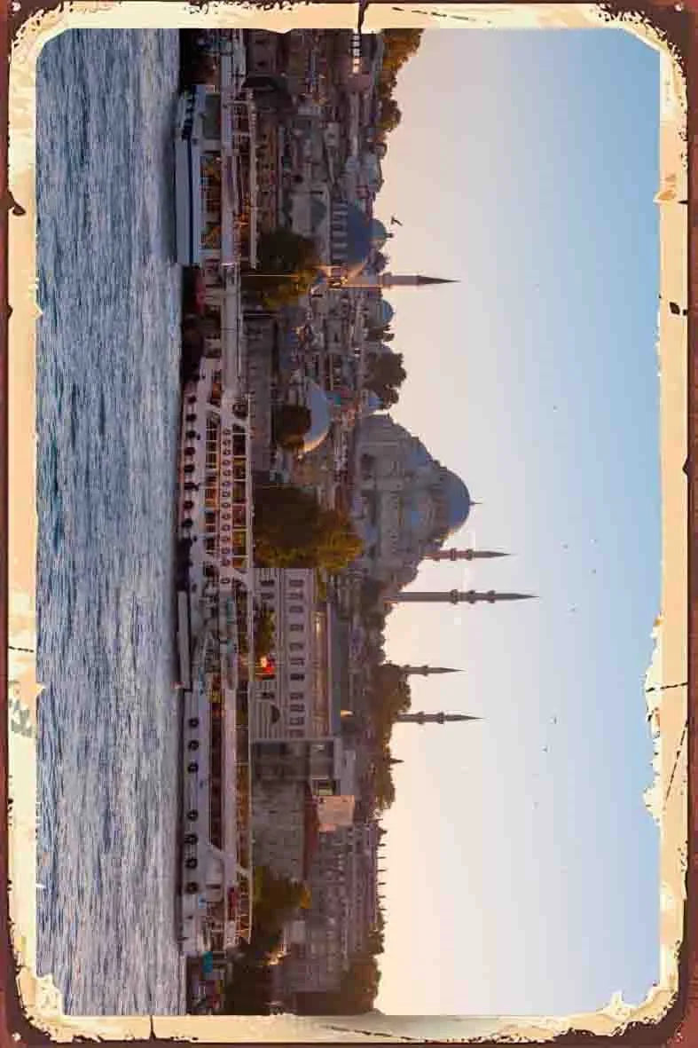 İstanbul Temalı Retro Ahşap Poster No:1096