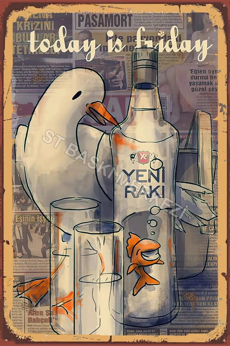Yeni Rakı Alkol Temalı Retro Ahşap Poster No:668