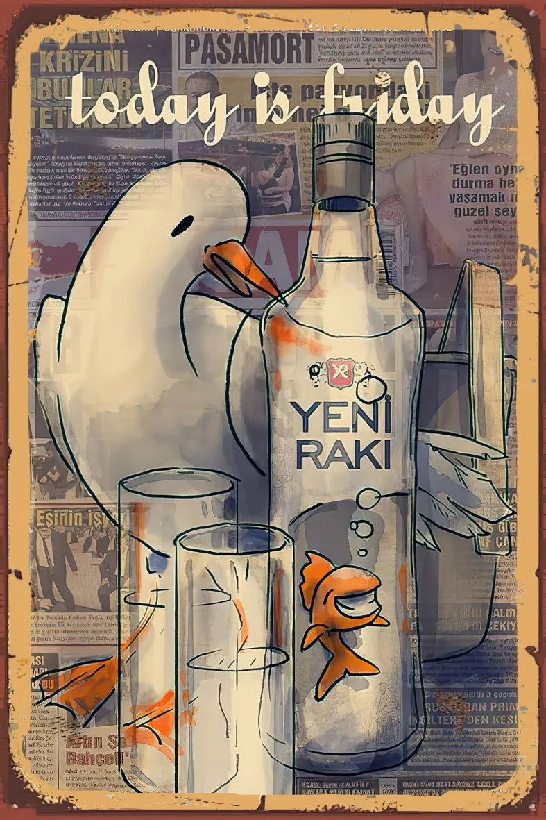 Yeni Rakı Alkol Temalı Retro Ahşap Poster No:668