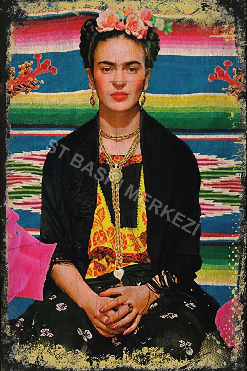 Frida Retro Ahşap Poster No:293