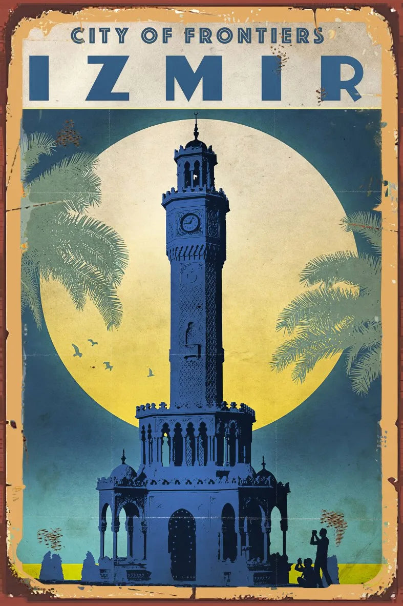 İzmir Retro Ahşap Poster No:748