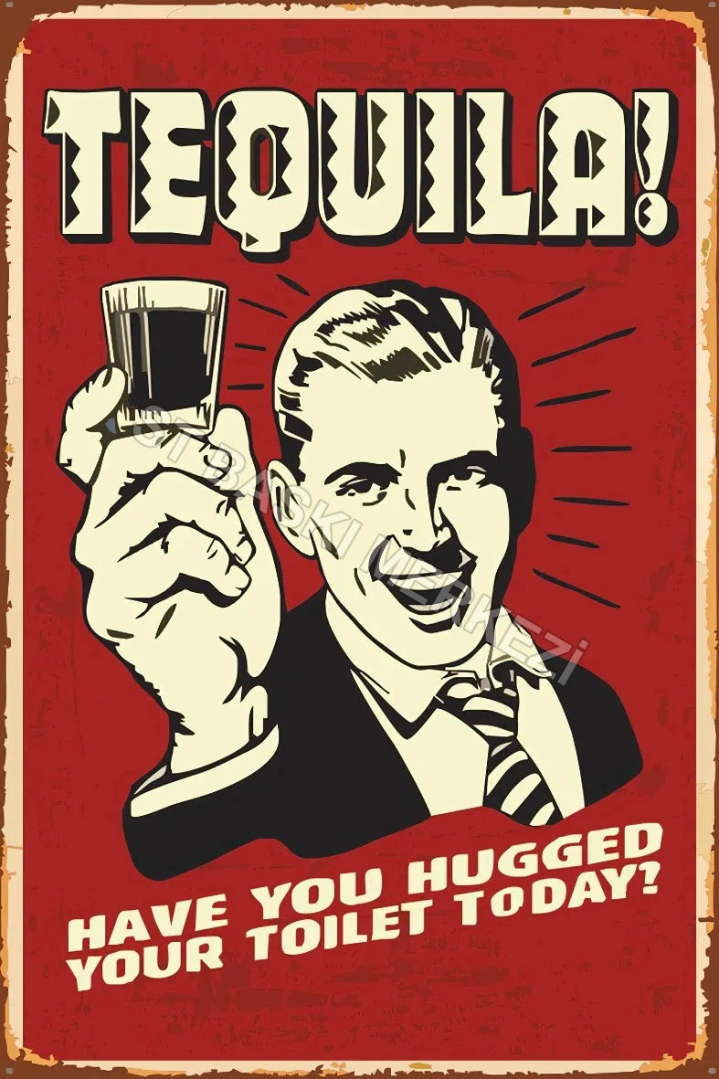 Tequila Retro Ahşap Poster No:598