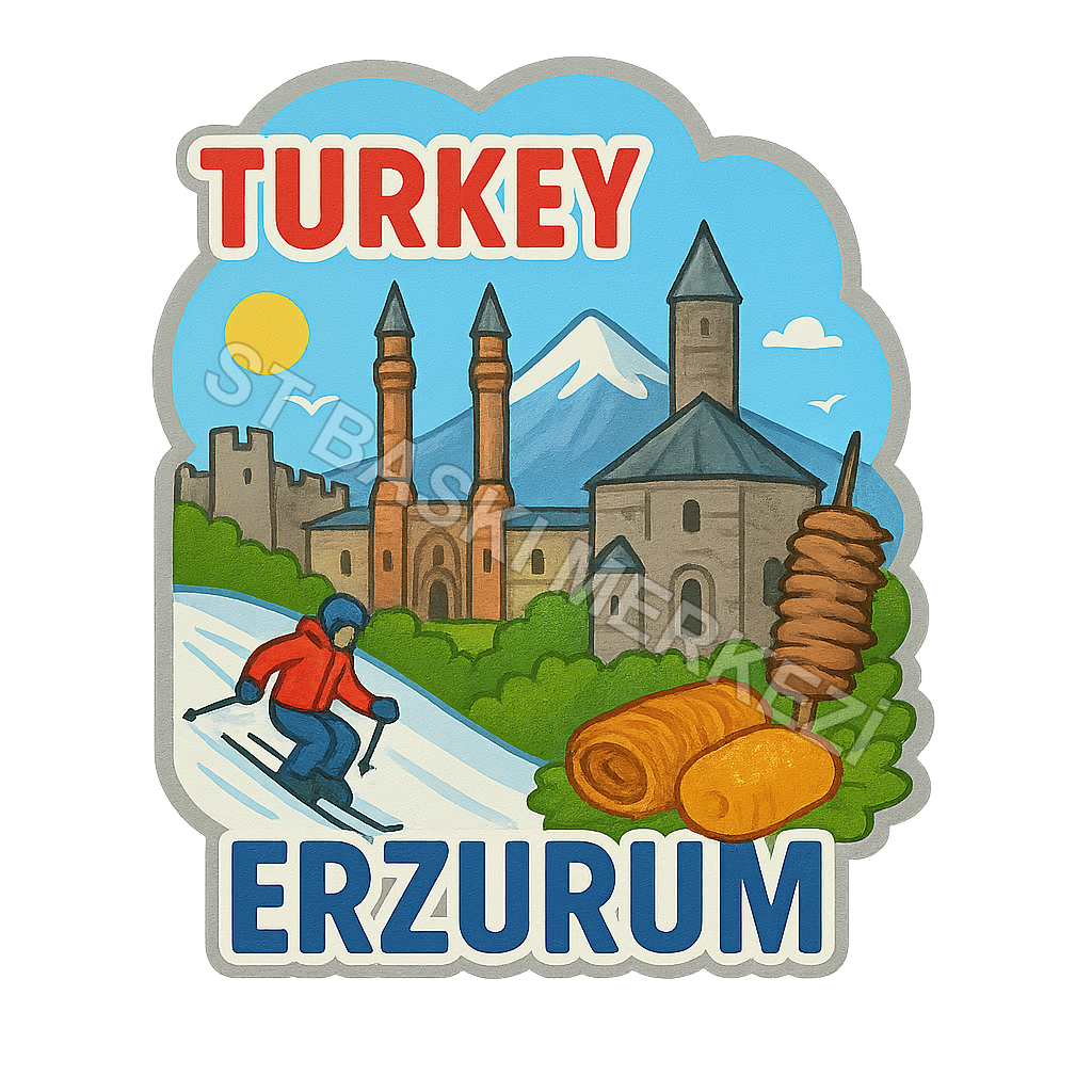 Erzurum Ahşap Magnet – Toptan UV Baskılı Retro Hediyelik Magnet