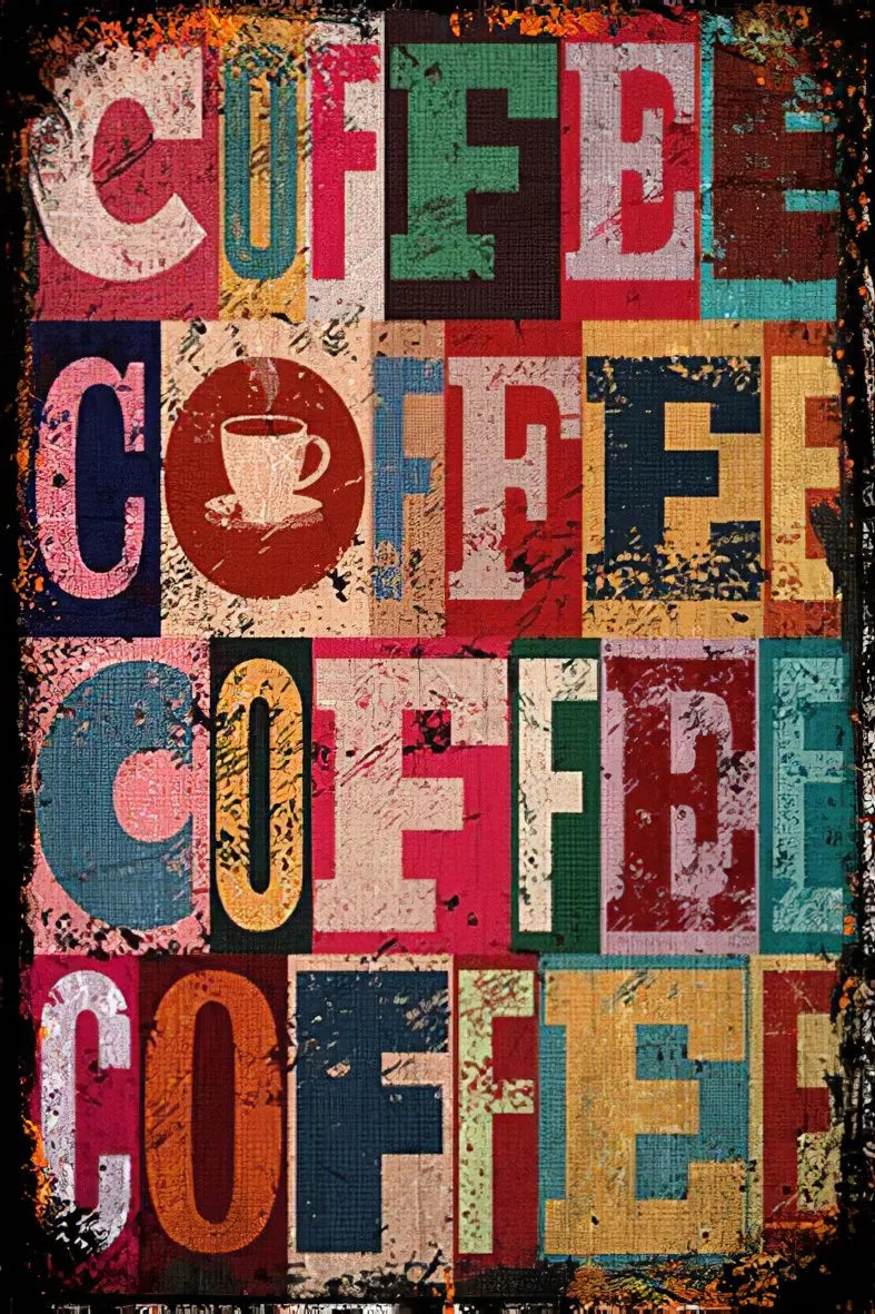 Coffee Retro Ahşap Poster No:335