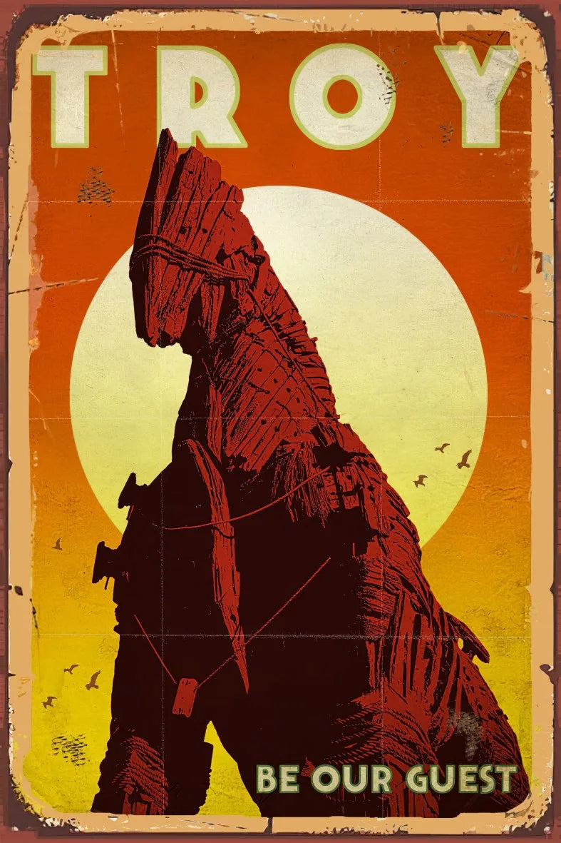 Troy Retro Ahşap Poster No:725