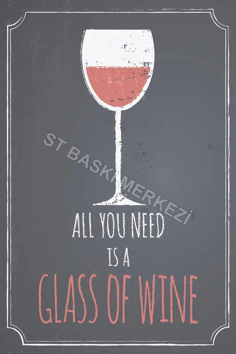 Glass Of Wine Temalı Retro Ahşap Poster No:622
