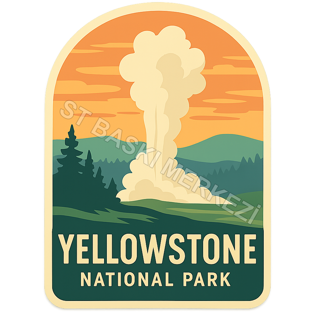 Yellowstone National Park Ahşap Magnet – Toptan UV Baskılı Retro Hediyelik Magnet