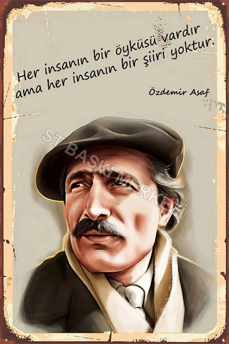 Özdemir Asaf Retro Ahşap Poster No:90