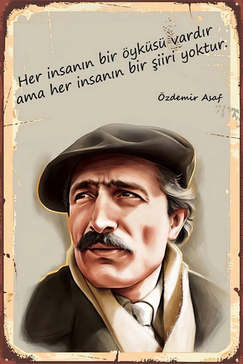 Özdemir Asaf Retro Ahşap Poster No:90