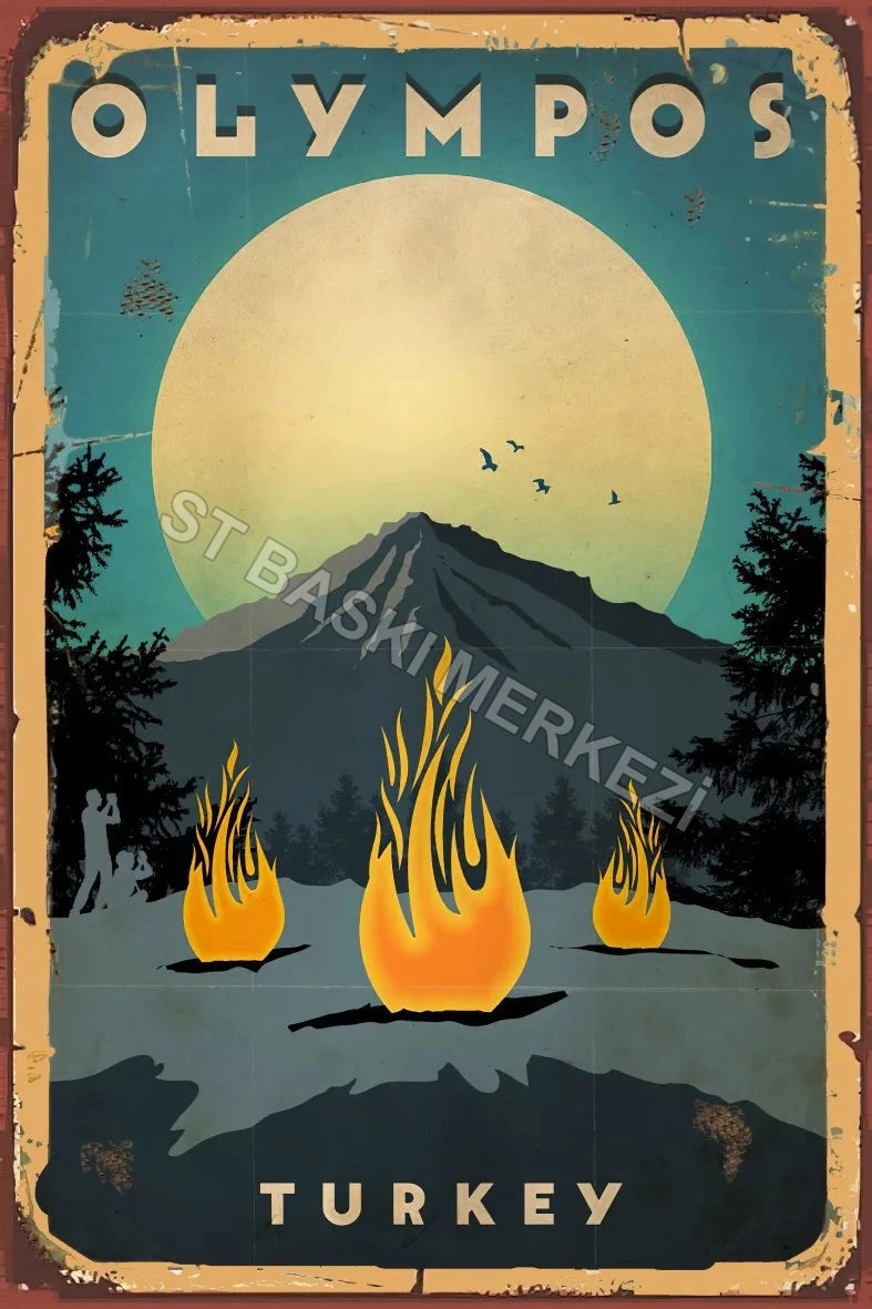 Olympos Retro Ahşap Poster No:738